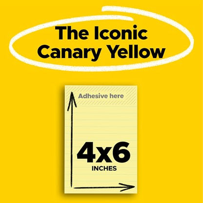 Post-it Super Sticky Notes,4x6 in,5 Pads,2X The Sticking Power,Canary Yellow,Recyclable,(Pack of 8) - size: 4 x 6 in, 5 Pads (Pack of 8)