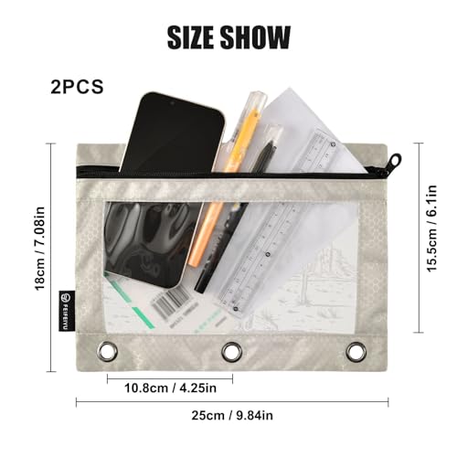 ZAZYXTJ Personalized Western Cowboy Binder Pencil Pouchs 3 Ring | with Zipper Clear Window Office Organizers bag for School Students Teacher Supplies 2 Pack - color: Cowboy