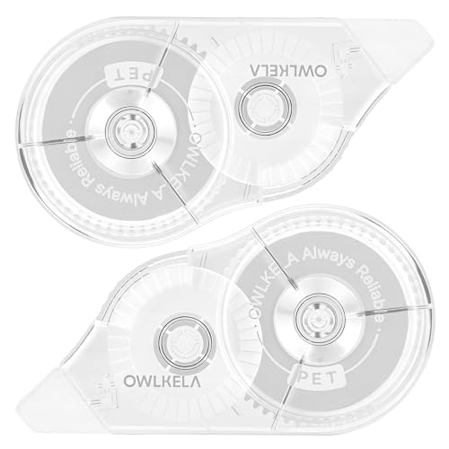 OWLKELA 2 Pack Plus Correction Tape, Tear-Resistant White Correction Tape, No Dry Time, Easy to Use, Office & School Supplies, 0.2 in Wide, 98.4 Ft, Clear - color: Clear