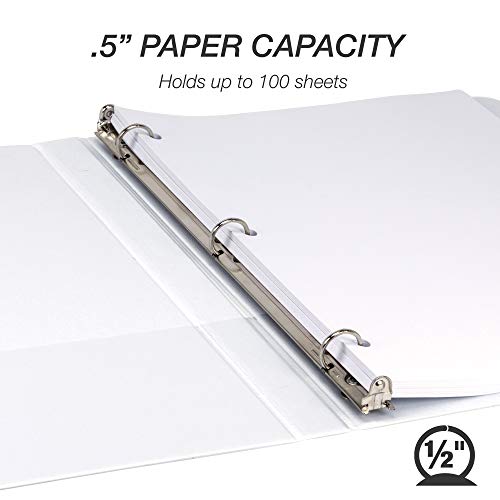 Samsill 8 Pack Durable 0.5 Inch 3 Ring Binders, Round Ring, Clear View Cover for Presentations, White - color: White, size: 0.5-Inch