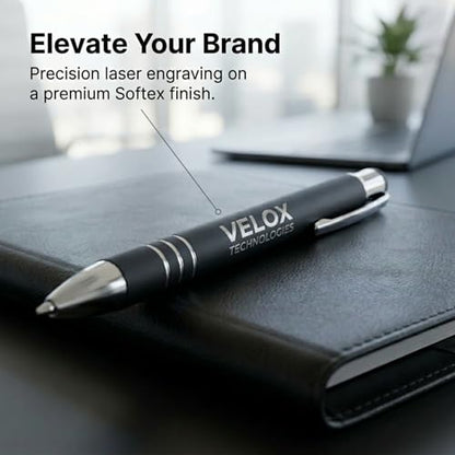 Ultima Softex Stylus Pen (5 Pack) – Soft‑Touch Rubberized Metal Pen with Touchscreen Stylus, Chrome Accents & Smooth Writing Cartridge – 5 Custom Engraved Promotional Pens - color: White