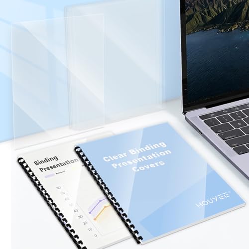 HOUYEE 100 Pack 5 Mil PVC Binding Presentation Covers, Clear Report Cover Sheets for Binding, Square Corner, 8.5 x11 Inches, Letter Size - size: 5 Mil, 100P