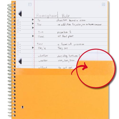 Five Star Spiral Notebook + Study App, 3 Pack, 3 Subject, Wide Ruled Paper, 8" x 10-1/2", Tidewater Blue, Fire Red, Black (930081)