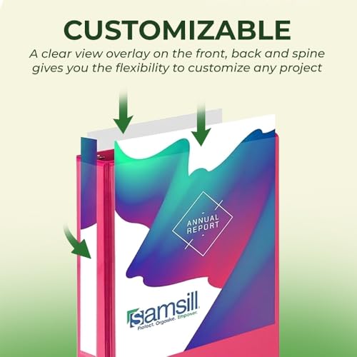 Samsill BioBinder 1 Inch Binder (4-Pack) - Durable Plant-Based 3 Ring Binder 1 Inch, USDA Certified Biobased, Customizable Nonstick Cover & Spine - 1 inch Binders 3 Ring, 200 Sheet Capacity - color: Multicolor, size: 1-Inch