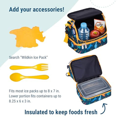 Wildkin Two Compartment Lunch Bag, Jurassic Dinosaurs | Two-compartment, insulated lunch box — coordinates with matching Wildkin backpacks and water bottles - color: Jurassic Dinosaurs