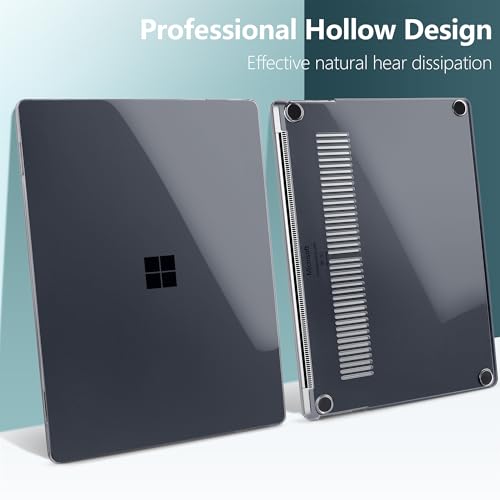 Batianda Premium Case for Surface Laptop 13.8 Inch 2024-2026, Crystal Black | Fits Surface Laptop 7th/8th for Business 1.2mm Lightweight Ultra-Slim Hard Shell with Keyboard Cover & Screen Protector - color: Crystal Black