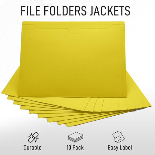 Yellow File Jackets, Flat-No Expansion, Letter Size, Reinforced Straight-Cut Tab, 10 Pack - color: Yellow