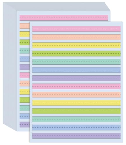 8.5" x 11" Double Side Colored Primary Writing Paper for Kids with ADHD - 50 Sheets/100 Pages Handwriting Paper, 0.5" Multi-Color Raised Line Paper Kindergarten Practice Tactile Writing Papers - color: Primary Writing Paper, size: 1-Pack