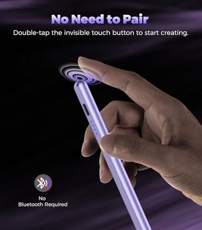 Stylus Pen for iPad(2018-2025), Pad Pencil 10th Generation with Palm Rejection & Tilt, Digital Pencil Compatible with Apple iPad 6/7/8/9/10/A16, Pro 11"/12.9"/13"/M4, Mini 5/6, Air 3/4/5/M2/M3 -Pueple - color: Purple