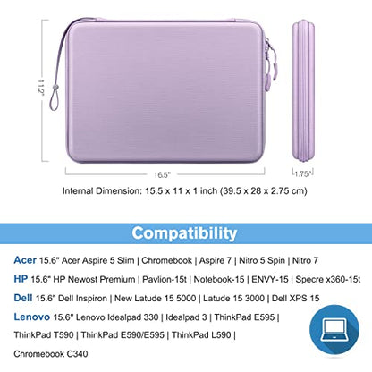 FINPAC 15.6-inch Hard Laptop Sleeve Case Compatible with 15.6 Inch Acer Aspire, Shockproof Computer Carrying Case for HP Dell Razer Samsung Laptop Chromebook, Lilac - color: Lilac, size: 15.6-inch Laptop/Chromebook