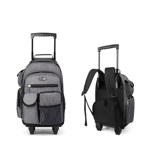 20" 2-in-1 Rolling Backpack,Backpack for Travel w/Wheels | Trolley Suitcase w/Telescopic Handle,Lightweight,Durable, Travel-Friendly, Unisex,2560-20''-Grey - color: JH-2560-Grey-20