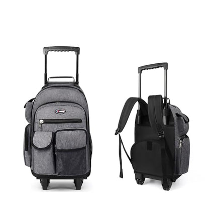 20" 2-in-1 Rolling Backpack,Backpack for Travel w/Wheels | Trolley Suitcase w/Telescopic Handle,Lightweight,Durable, Travel-Friendly, Unisex,2560-20''-Grey - color: JH-2560-Grey-20