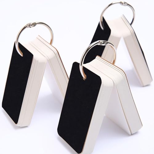 3pack Portable 100Sheets/book Memo Pad Blank Notepad Loose-Leaf Notebook with Binder Ring for Stationery Office Supply,4 * 7cm (Black) - color: Black
