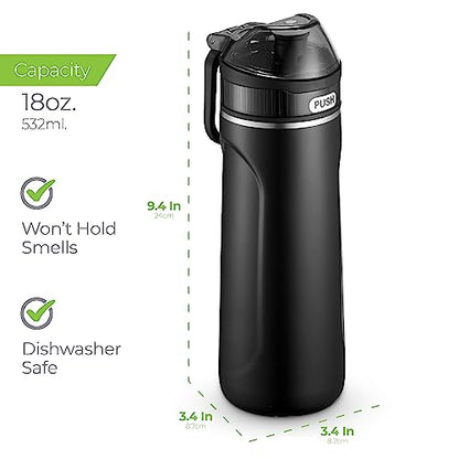 SipX™ 18 oz Premium Stainless Steel Water Bottle with Straw Lid – Triple Insulated Water Bottle, Leakproof, BPA-Free – Slim, Durable Bottle for School, Gym, Office – Black - color: Black