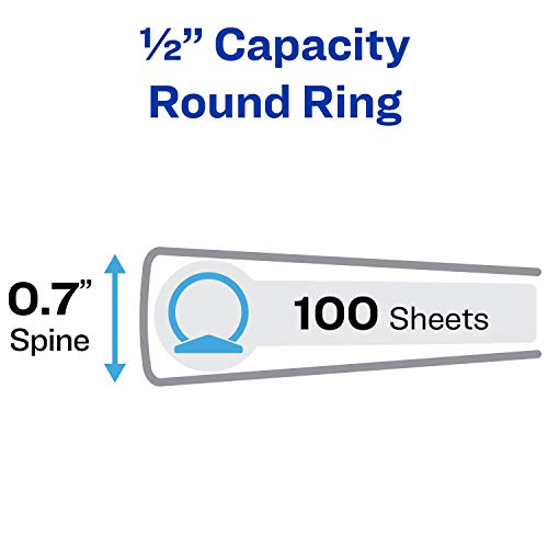 Avery Standard View 3 Ring Binder, 0.5" Round Rings, 100-Sheet Capacity, 0.7 Inch Wide Spine, 1 Black Binder, Ideal for Lightweight Organization and Occasional Referencing (05751) (Pack of 2) - size: 1 Count (Pack of 2)