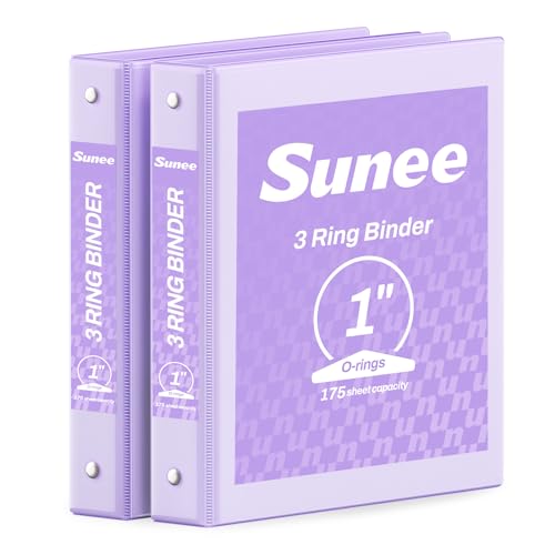 SUNEE 3 Ring Binder 1 Inch 2 Pack, Clear View Binder Three Ring PVC-Free (Fit 8.5x11 Inches) for School or Office Supplies, Purple - color: Purple, size: 1 Inch