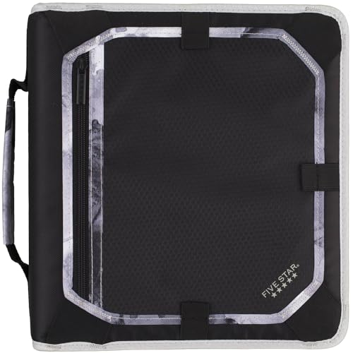 Five Star Zipper Binder, 2 Inch 3-Ring Binder with Round Rings, Expansion Panel and 5-Tab Expanding File, 580 Sheet Capacity, Black (29052IT8)