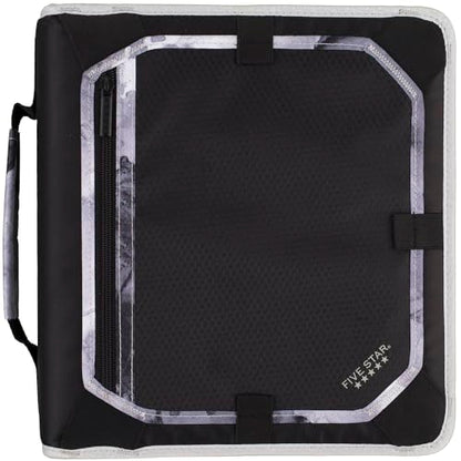 Five Star Zipper Binder, 2 Inch 3-Ring Binder with Round Rings, Expansion Panel and 5-Tab Expanding File, 580 Sheet Capacity, Black (29052IT8)