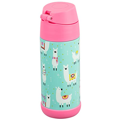 Snug Insulated Kids Water Bottle with Straw & Spout – Double-Wall Stainless Steel, Leakproof, Easy-Flip Lid – For School, Travel, Toddlers & Big Kids - Llamas, 12oz - color: Llamas, size: 11.8 Ounces