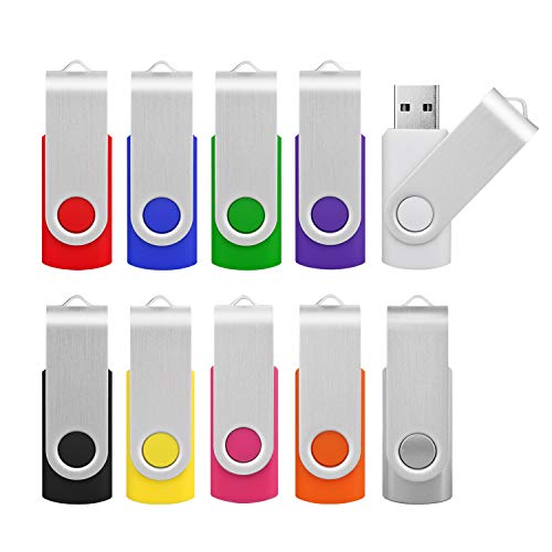 KOOTION 16GB Flash Drive 16gb USB Flash Drive 10 Pack Thumb Drive Memory Stick Swivel Jump Drive Keychain Design, Mixcolored - color: Mixed Colors- 10 Pack, size: 16GB 2.0