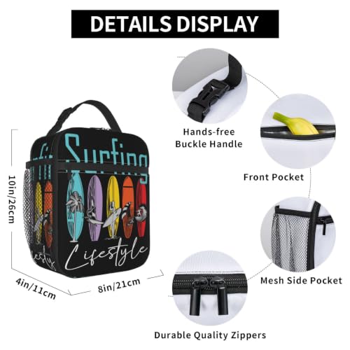Surfing Lifestyle Surfboard Lunch Bag 10In | Insulated Lunch Box Reusable Tote Bag For Picnic Office For Women Men - color: Style 9