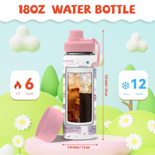Christian Gifts for Women - 18oz Child of God Water Bottle with 2 Lid, Pink Stainless Steel Insulated Water Bottle, Leak Proof, BPA-Free, Animals Cup for School, Travel, Gift Cup for Teens Women - color: Pink God