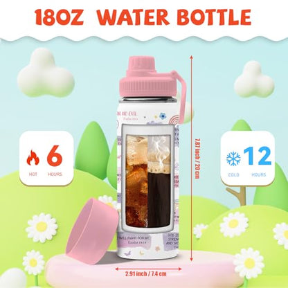 Christian Gifts for Women - 18oz Child of God Water Bottle with 2 Lid, Pink Stainless Steel Insulated Water Bottle, Leak Proof, BPA-Free, Animals Cup for School, Travel, Gift Cup for Teens Women - color: Pink God