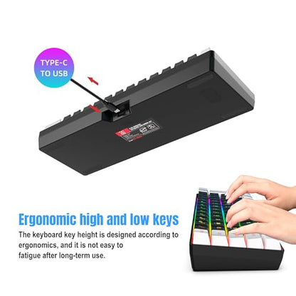 Snpurdiri 2.4G Wireless Gaming Keyboard and Mouse Combo, Include Small 60% Merchanical Feel Keyboard, Ergonomic Design Mini Wireless Mouse(White and Black) - color: White Black Combo