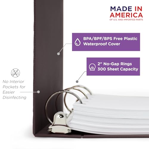 Carstens 2-Inch Heavy Duty 3-Ring Binder - Top Opening, Plum, Durable Plastic, No-Gap Rings, Waterproof Cover, No Pockets, Holds 300 US Letter Sheets, BPA-Free, Made in USA (5873-3R), Case of 16 - color: Mulberry, size: Case of 16