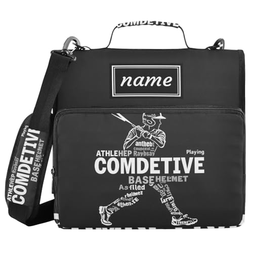 Kcldeci Personalized Zipper Binder 3 Ring，Baseball Player Custom Zipper Binder Organizer 1.5inch for School and Office Expanding File Folder - color: E7