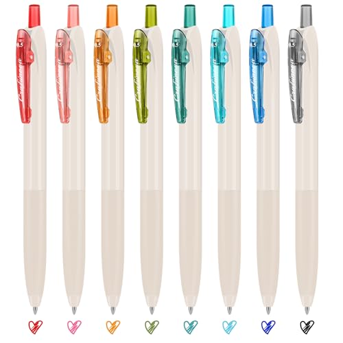 Colored Gel Ink Pens 0.5mm 8 Colors Retractable Quick Dry Colorful Ink Pen Fine Point Smooth Writing, Comfort Grip for Office School Drawing Journaling and Note Taking