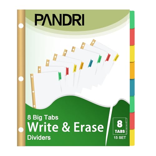 Binder Divider, PANDRI 120 Pack Binder Index Dividers with 8 Tabs,Letter Size Paper Binder Divider for School Office Home Business,White