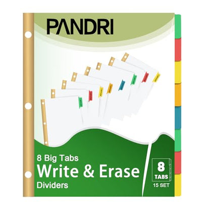 Binder Divider, PANDRI 120 Pack Binder Index Dividers with 8 Tabs,Letter Size Paper Binder Divider for School Office Home Business,White
