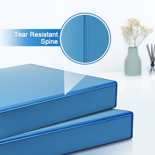 COMIX Sturdy 3 Ring Binder 2 inch with Clear View Cover, 2" Slant-D Ring View Binder Holds 500 Sheets of US Letter Size Paper, 6 Pack (Light Blue) - color: Light Blue, size: 2 inch