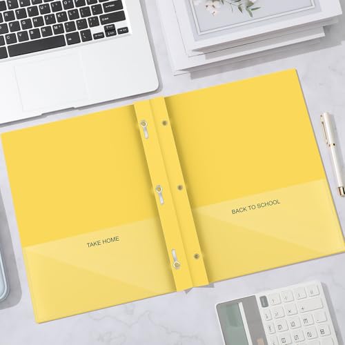 Henoyso 48 Pcs Plastic Folders with Clear Front Pocket and 3 Prong Take Home Plastic 2 Pocket Folder Back to School for Students Parent Teacher Communication for School Office (Yellow) - color: Yellow