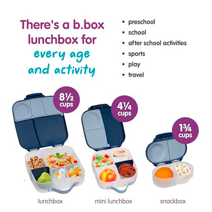 b.box Mini Lunch Box Kids | 4.25 Cup Leak Proof Bento Box for Kids Ages 3+ | 3 Compartment Snack Containers, School Lunch Container, Dishwasher Safe, BPA-Free, PFAS-Free - Midnight - color: Midnight, size: 1-pack