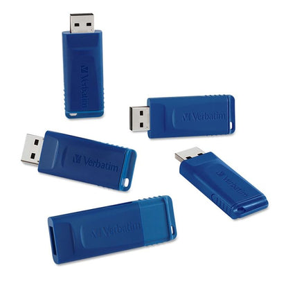 Verbatim 8GB Retractable USB 2.0 Flash Thumb Drive with Microban Antimicrobial Product Protection – Five Pack Blue - size: 8 GB-5 Pack