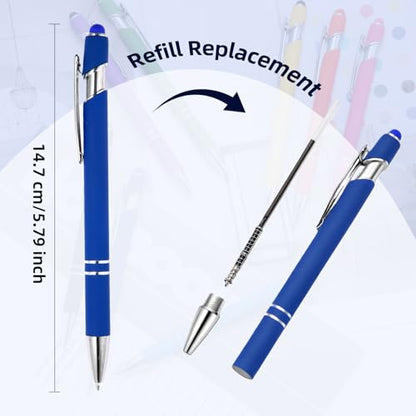 Ballpoint Pen 2-in-1 Stylus 8 Pack, Retractable Ballpoint Pen with Stylus tip Metal Stylus Pen for Touch Screens, 1.0 mm Black Ink (8 PACK) - color: 8 PACK