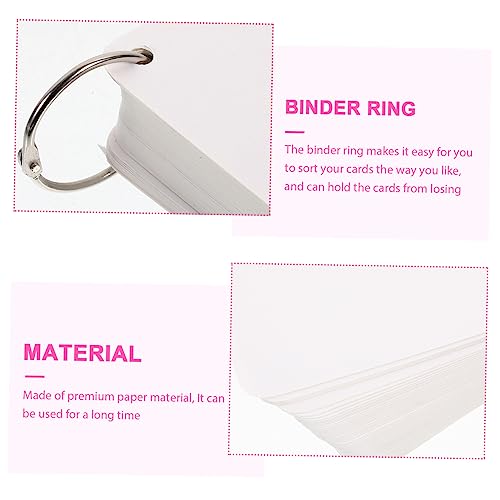Blank Flash Cards with Metal Binder Rings Pre-punched Index Notecards for Studying Note-taking Crafting Heavy Duty Cardstock Cards Includes Rings - size: 7.80X7.80X0.01CM