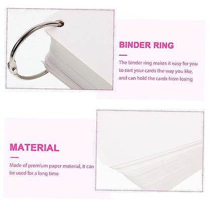 Blank Flash Cards with Metal Binder Rings Pre-punched Index Notecards for Studying Note-taking Crafting Heavy Duty Cardstock Cards Includes Rings - size: 7.80X7.80X0.01CM