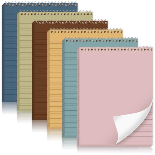 gisgfim 6 Pcs Boho Top Bound Spiral Notebooks 8-1/2" x 11" College Ruled Aesthetic Legal Pad Steno Pads Paper Notebook Wirebound Notepad for Writing School Office Business Supplies - color: Boho colorful