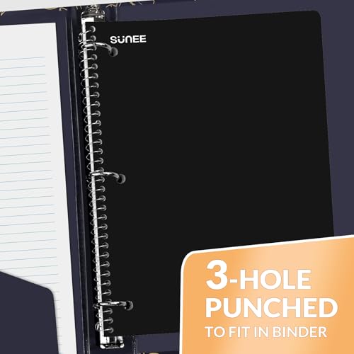 SUNEE Spiral Notebook, 1-Subject, Graph Ruled Paper, 8" x 10-1/2", 70 Sheets, 5 Squares per inch Spiral Grid Notebooks for Work, Home, School, Writing, Black - color: Black