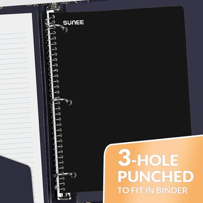 SUNEE Spiral Notebook, 1-Subject, Graph Ruled Paper, 8" x 10-1/2", 70 Sheets, 5 Squares per inch Spiral Grid Notebooks for Work, Home, School, Writing, Black - color: Black