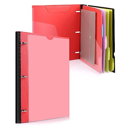 WOT I Telescoping Project Organizer, Refillable Binder with Dividers and Pockets, 13 Pocket Folders, 1 Inch 3 Ring Binder, Red - color: Red, size: 1 Pack