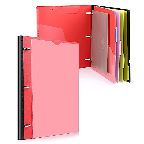 WOT I Telescoping Project Organizer, Refillable Binder with Dividers and Pockets, 13 Pocket Folders, 1 Inch 3 Ring Binder, Red - color: Red, size: 1 Pack