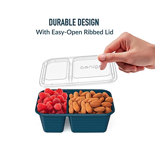 Bentgo Prep - 2-Compartment Snack Containers with Lids - Reusable, Microwaveable, Durable, PFAS & BPA-Free, Freezer and Dishwasher-Safe Meal Prep Food Storage - 10 Trays & 10 Lids (Deep Teal) - color: Deep Teal