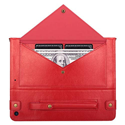 Handbag Case for iPad Mini 7.9" Series, iPad Mini 4/Mini 5 Case, Techcircle Lightweight Folio Stand Crossbody Wallet Case with Pencil Holder, Hand Strap & Shoulder Strap Soft Protective Cover, Red - color: 01 Red, size: iPad Mini 5/4/3/2/1 7.9"