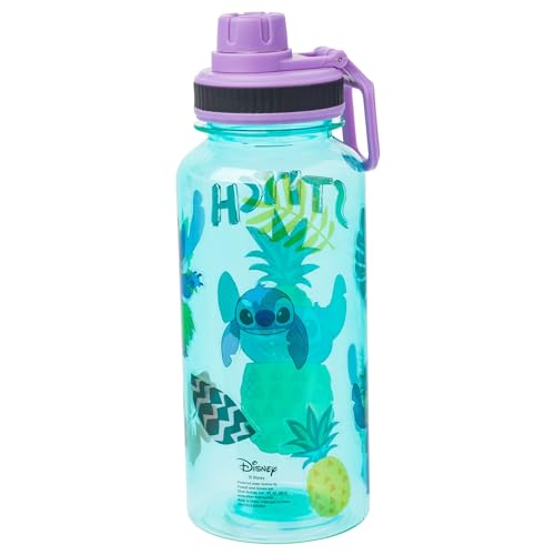 Silver Buffalo Disney Lilo and Stitch Pineapple, Plastic Water Bottle, 32oz | Twist Spout, Includes Sticker Set, You Stick Yourself, 0.95 Liters - color: Lilo and Stitch Pineapple
