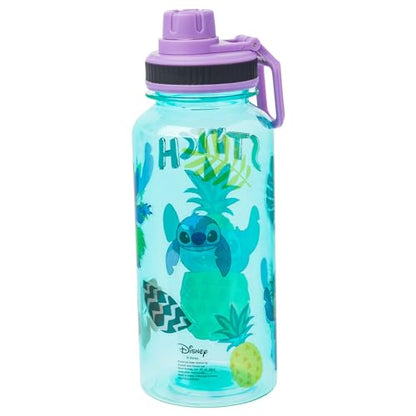 Silver Buffalo Disney Lilo and Stitch Pineapple, Plastic Water Bottle, 32oz | Twist Spout, Includes Sticker Set, You Stick Yourself, 0.95 Liters - color: Lilo and Stitch Pineapple