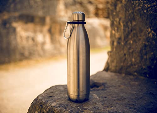 Greens Steel Stainless Steel Water Bottle - 17 oz, Steel | Vacuum Insulated Double Wall with Screw Lid/Leak Proof | Thermal Travel Sports Canteen Coffee Flask - color: Steel, size: 17 Ounces